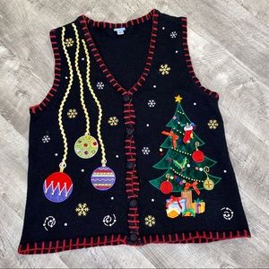 Holiday Ugly Sweater Vest Knit Christmas Top Large